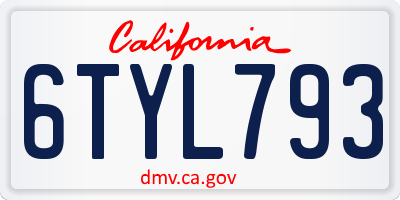 CA license plate 6TYL793