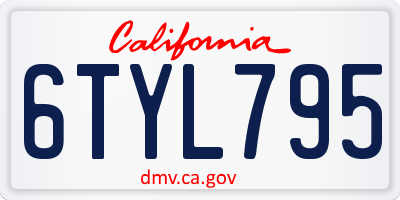 CA license plate 6TYL795