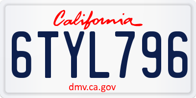 CA license plate 6TYL796