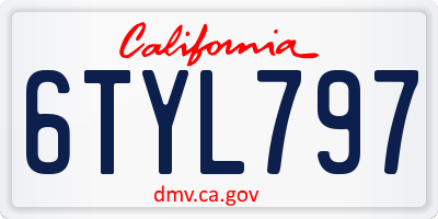 CA license plate 6TYL797