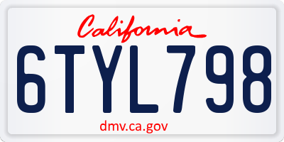CA license plate 6TYL798