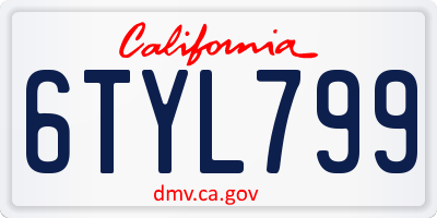 CA license plate 6TYL799