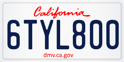 CA license plate 6TYL800