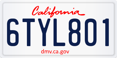 CA license plate 6TYL801