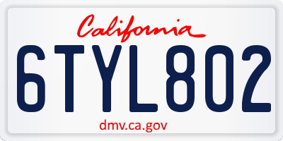 CA license plate 6TYL802