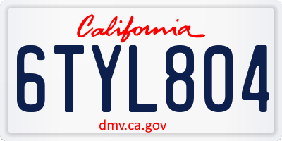 CA license plate 6TYL804