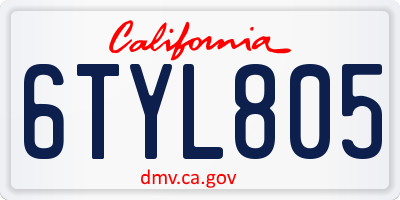 CA license plate 6TYL805