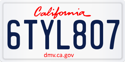 CA license plate 6TYL807