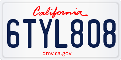 CA license plate 6TYL808