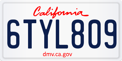 CA license plate 6TYL809