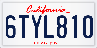 CA license plate 6TYL810