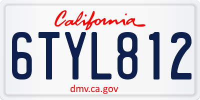 CA license plate 6TYL812