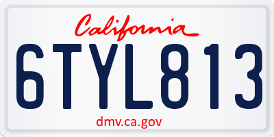 CA license plate 6TYL813