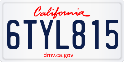 CA license plate 6TYL815