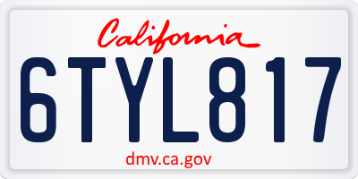 CA license plate 6TYL817