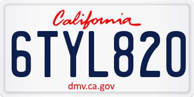 CA license plate 6TYL820
