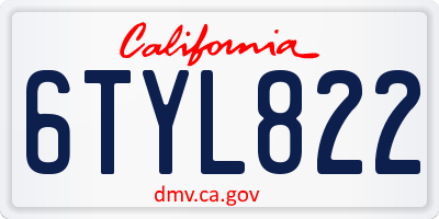 CA license plate 6TYL822