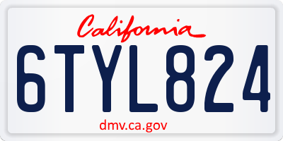 CA license plate 6TYL824