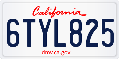 CA license plate 6TYL825