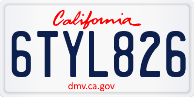 CA license plate 6TYL826