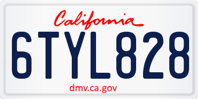 CA license plate 6TYL828