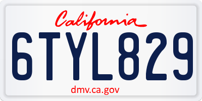 CA license plate 6TYL829