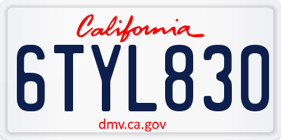 CA license plate 6TYL830