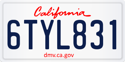 CA license plate 6TYL831