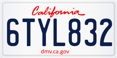 CA license plate 6TYL832