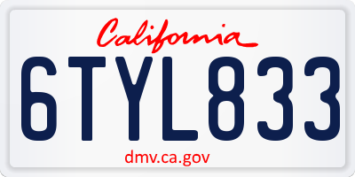 CA license plate 6TYL833