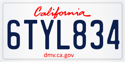 CA license plate 6TYL834