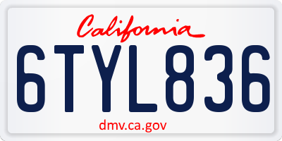 CA license plate 6TYL836