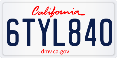 CA license plate 6TYL840
