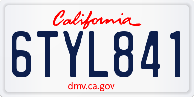 CA license plate 6TYL841