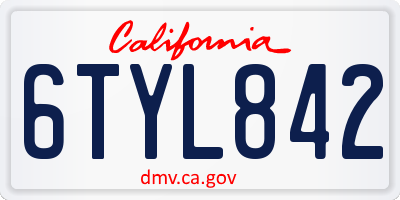 CA license plate 6TYL842