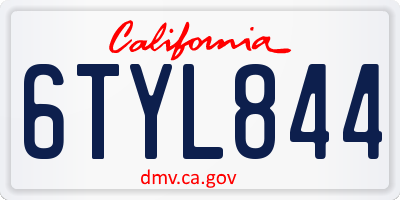 CA license plate 6TYL844
