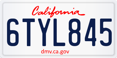 CA license plate 6TYL845