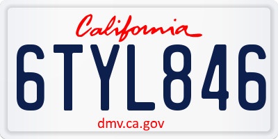 CA license plate 6TYL846