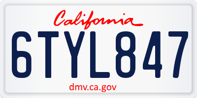 CA license plate 6TYL847