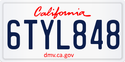 CA license plate 6TYL848