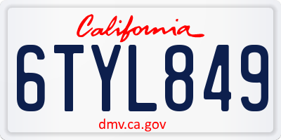 CA license plate 6TYL849