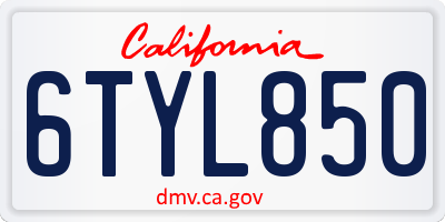 CA license plate 6TYL850