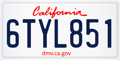 CA license plate 6TYL851