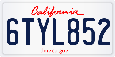 CA license plate 6TYL852