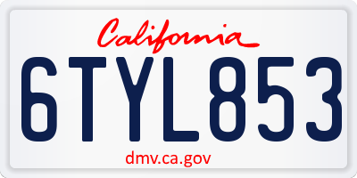 CA license plate 6TYL853