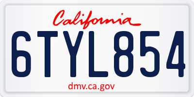 CA license plate 6TYL854
