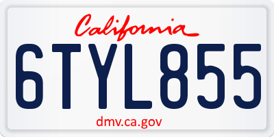 CA license plate 6TYL855