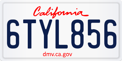 CA license plate 6TYL856