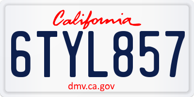 CA license plate 6TYL857
