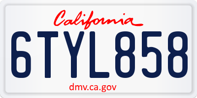 CA license plate 6TYL858